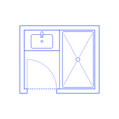 Layouts Bathrooms Half Shower Sink 1 Wall Line Art Illustration Svg, Free Vectors File